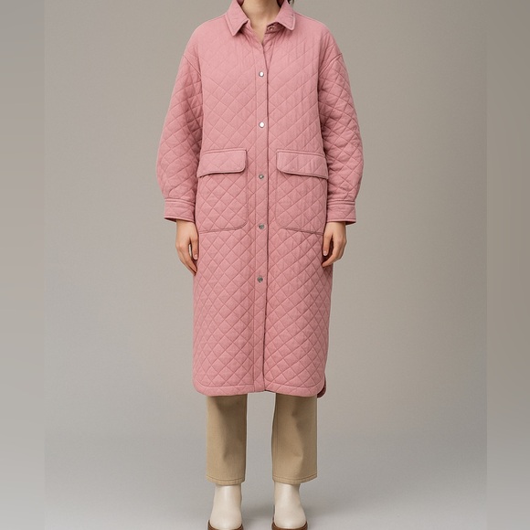 Bernie Bernado Oversized Quilted Cotton Coat Dusty Pink Small - Picture 1 of 9